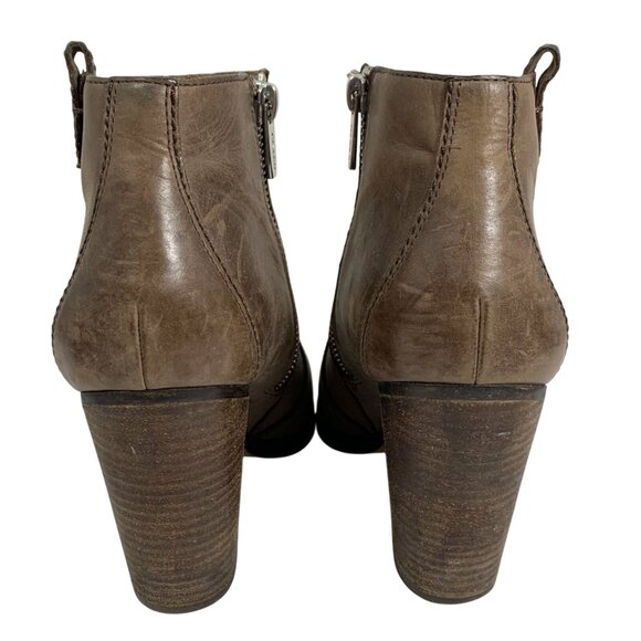 Coach Haven Studded Beige Leather Ankle Boots Heels Zipper Closure Size 7 - Picture 3 of 10